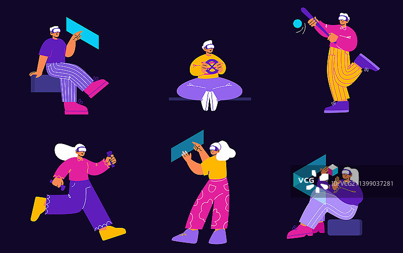 人们使用虚拟现实眼镜图片素材