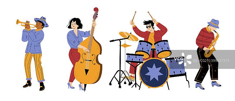 爵士乐队在舞台上演奏音乐图片素材