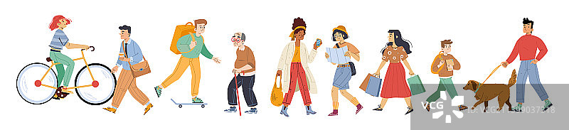 多元匆匆路过的行人图片素材