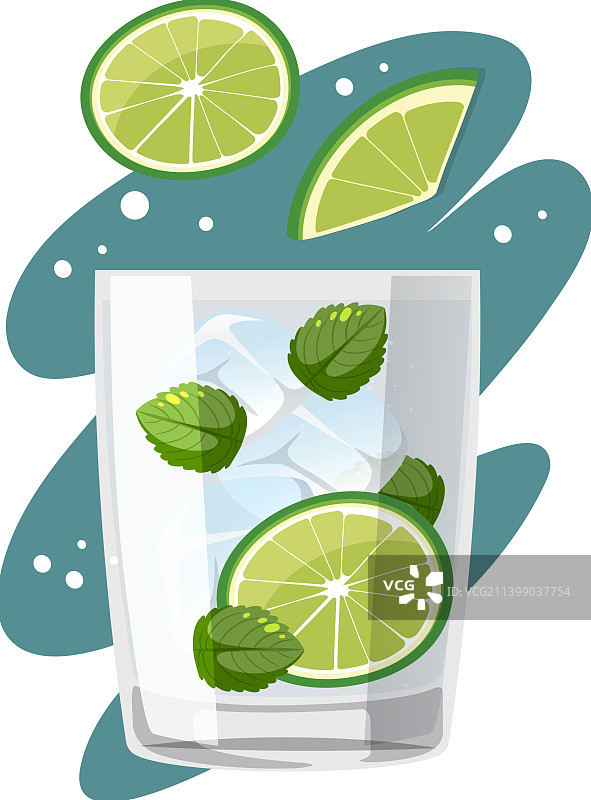 玻璃杯中的金汤力鸡尾酒图片素材