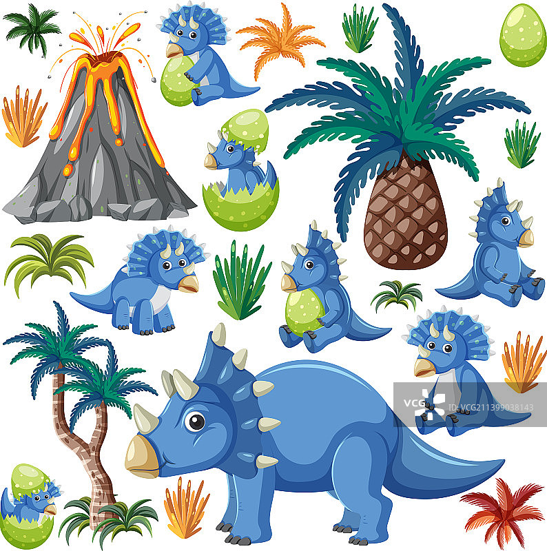 可爱的恐龙无缝图案图片素材