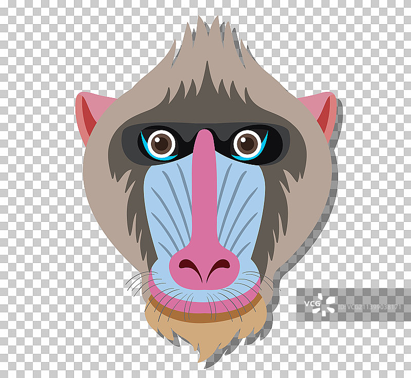 扁平卡通风格的可爱山魈头像图片素材