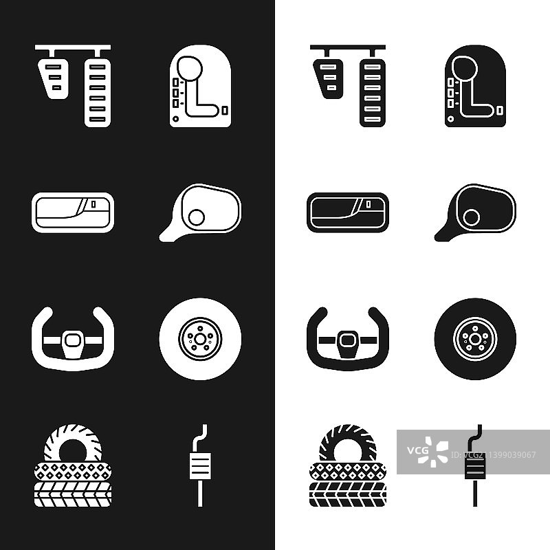 汽车后视镜门把手油门刹车踏板套件图片素材