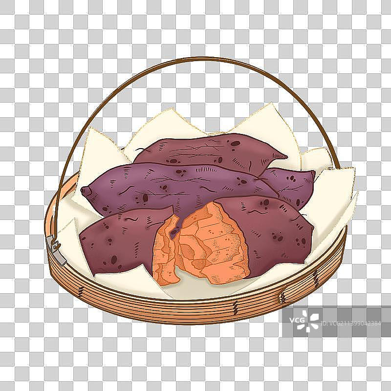 烤红薯国风线性插画免抠元素图片素材