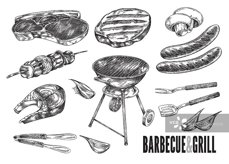手绘烧烤设备图片素材