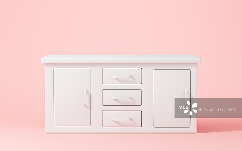 白色的带有抽屉的书桌3D渲染图片素材