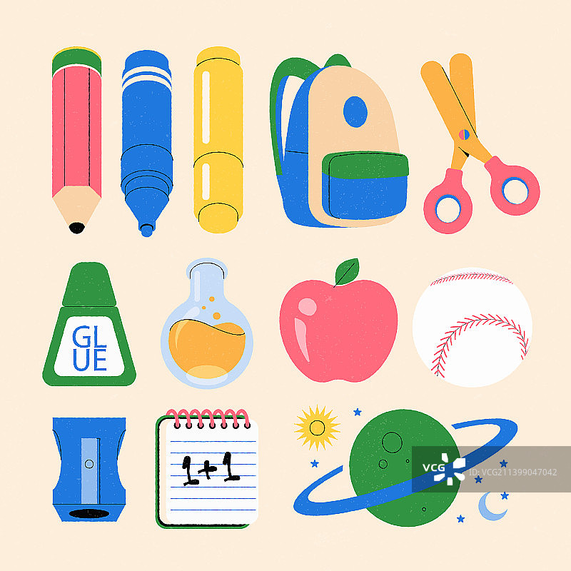 扁平风返校元素套装图片素材