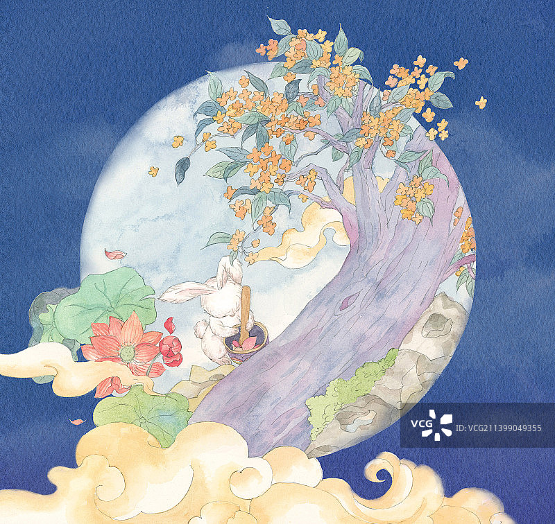 兔子奔月图片素材