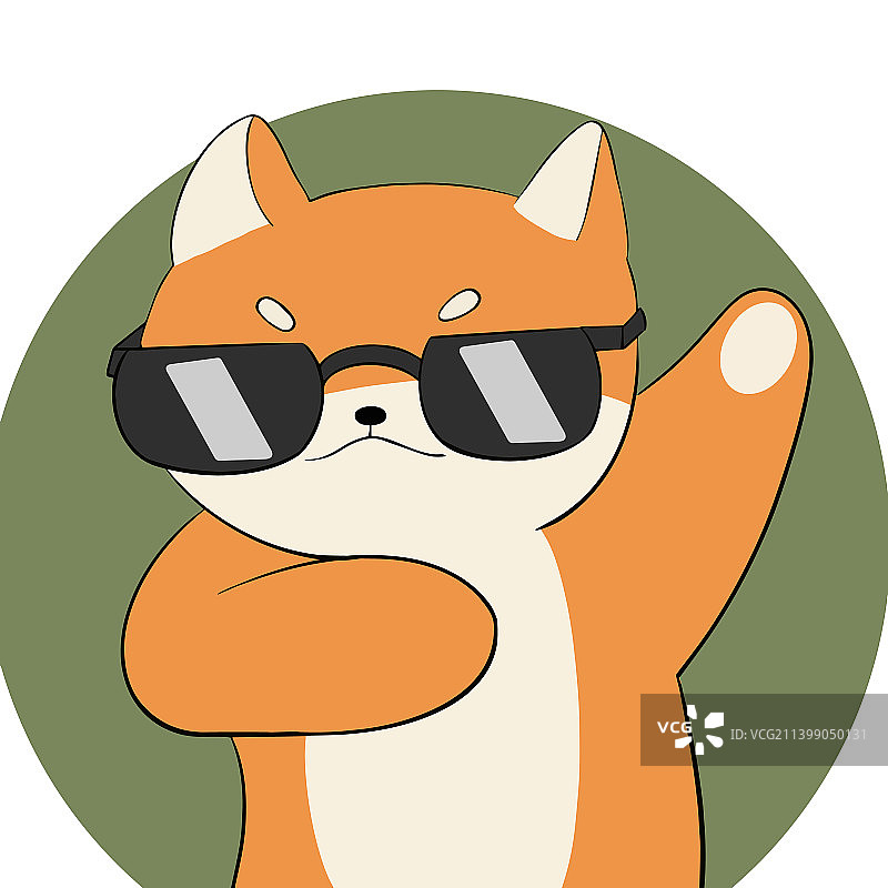 戴眼镜酷炫站立的柴犬图片素材