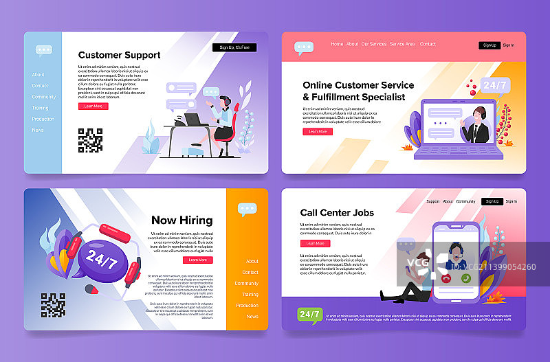 在线客户支持服务落地页图片素材