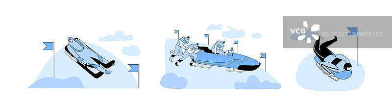 雪橇和俯式冰橇冬季运动图片素材