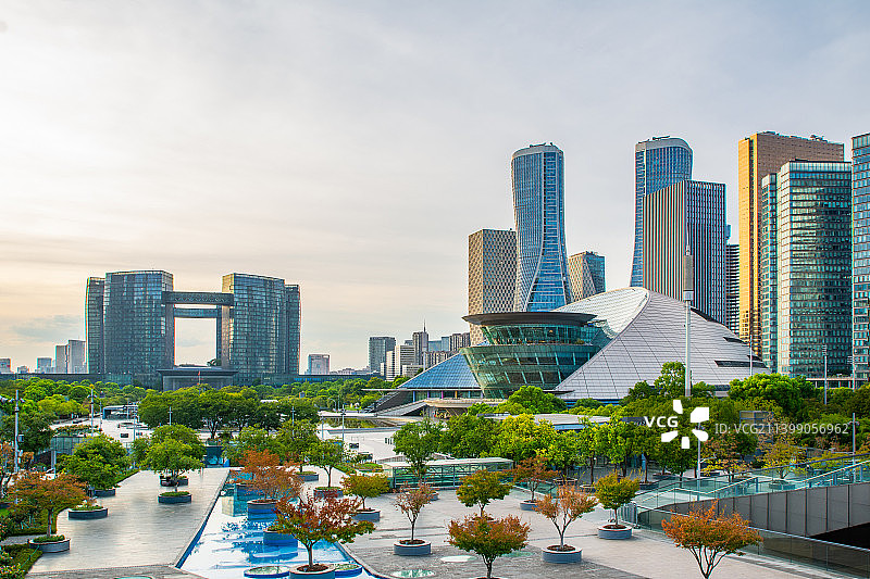 杭州 钱江新城 标志性建筑群 城市阳台 城市建筑风光图片素材