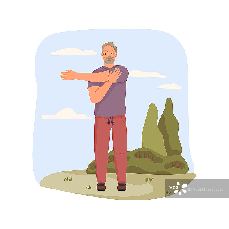 年长的老人在户外公园锻炼图片素材