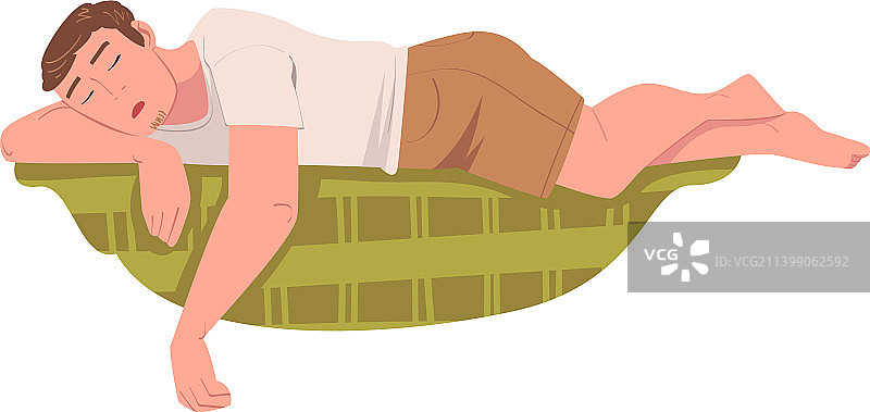 疲惫的男人爸爸躺在沙发上感到疲惫图片素材