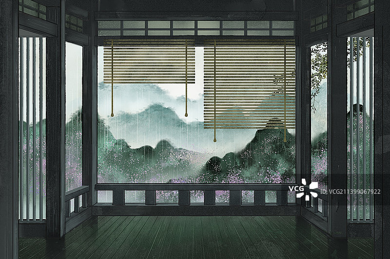 阴雨连绵的山脉图片素材