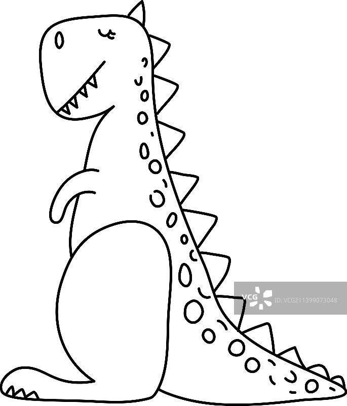 风格化的可爱单线恐龙图片素材