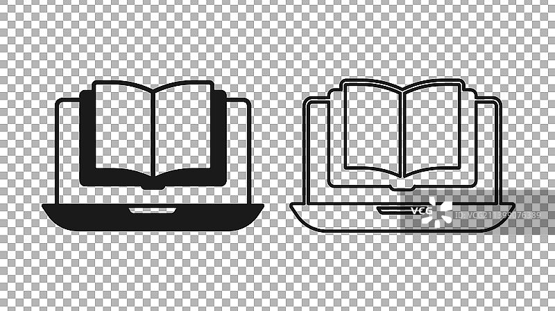 透明背景上的黑色在线课程图标图片素材