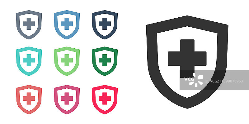 带有盾牌图标的黑色人寿保险图片素材