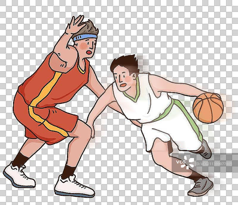 插画元素：正在激烈打篮球的人图片素材