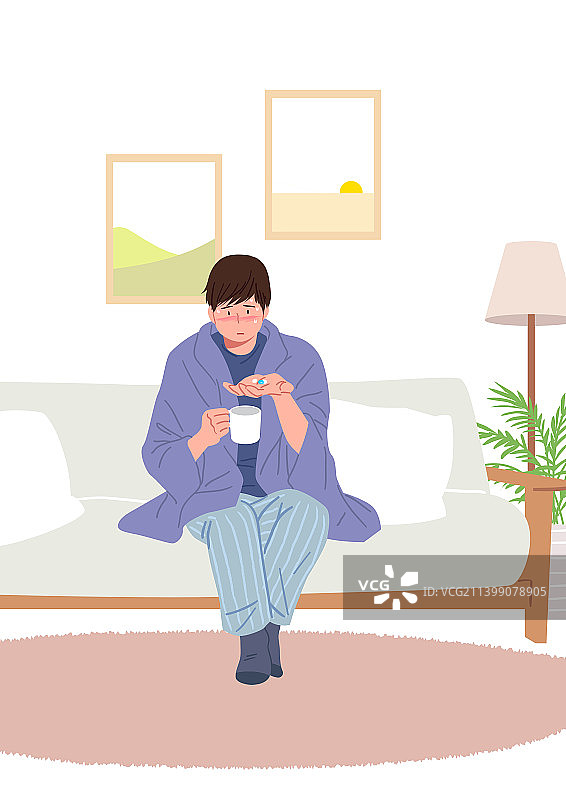 新冠病毒感染居家隔离：药物、出汗与自我隔离图片素材