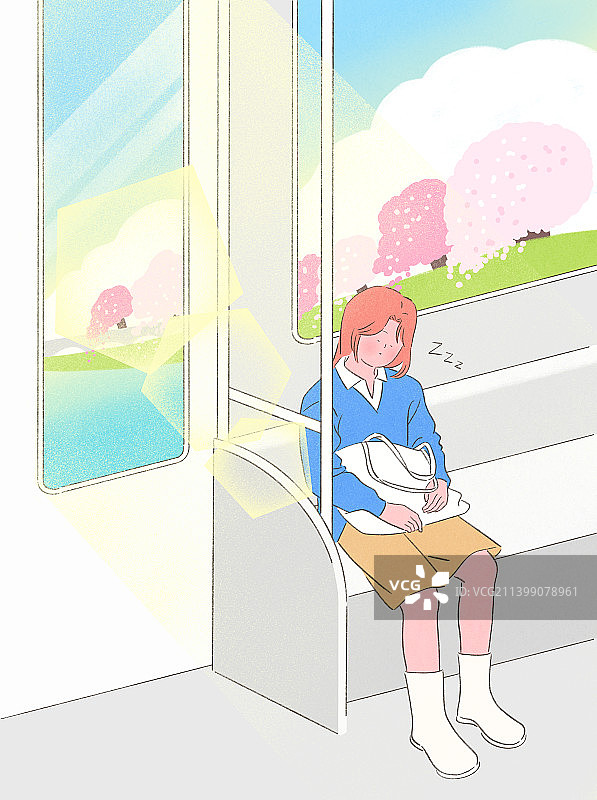 人，春天，小憩，舒适，睡眠，阳光，春困，地铁图片素材