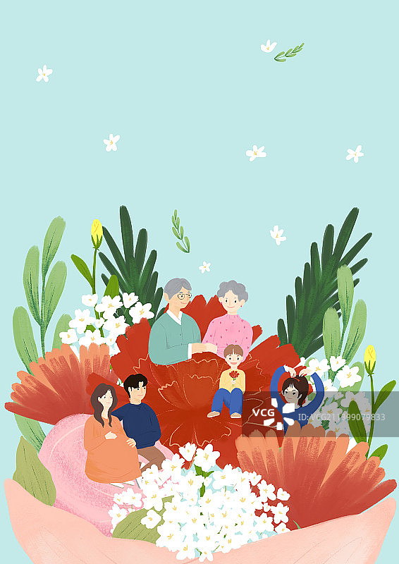 五月家庭月母亲节康乃馨花束图片素材