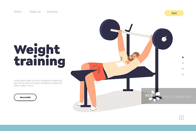 男子健身着陆页概念图片素材