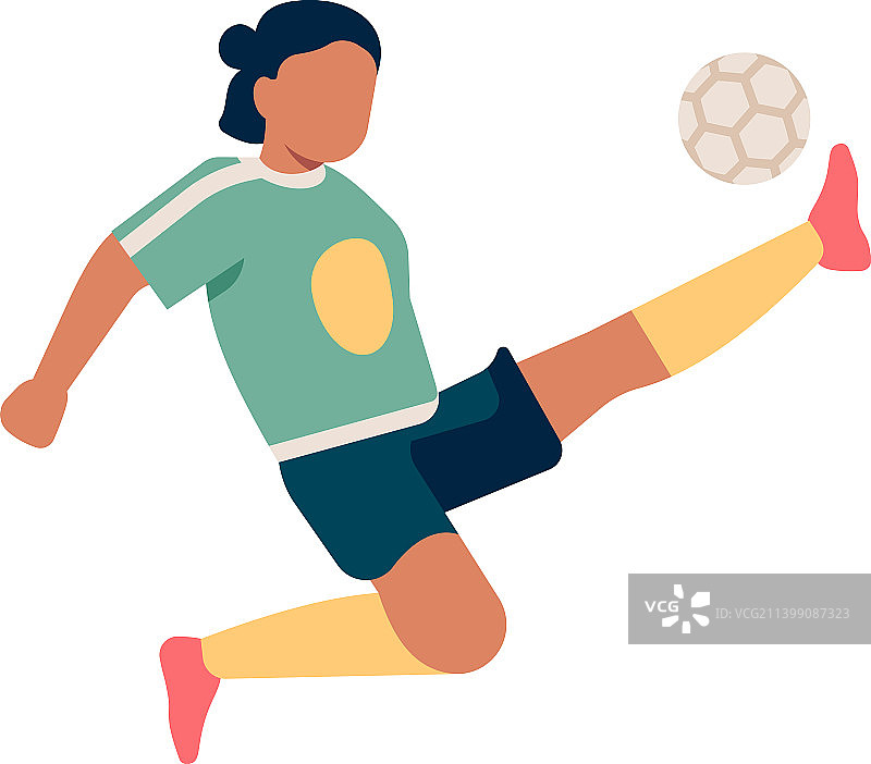 足球截击运动员跳跃并在空中击球图片素材