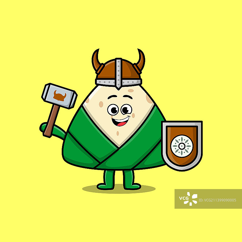 可爱的卡通中国粽子维京海盗图片素材