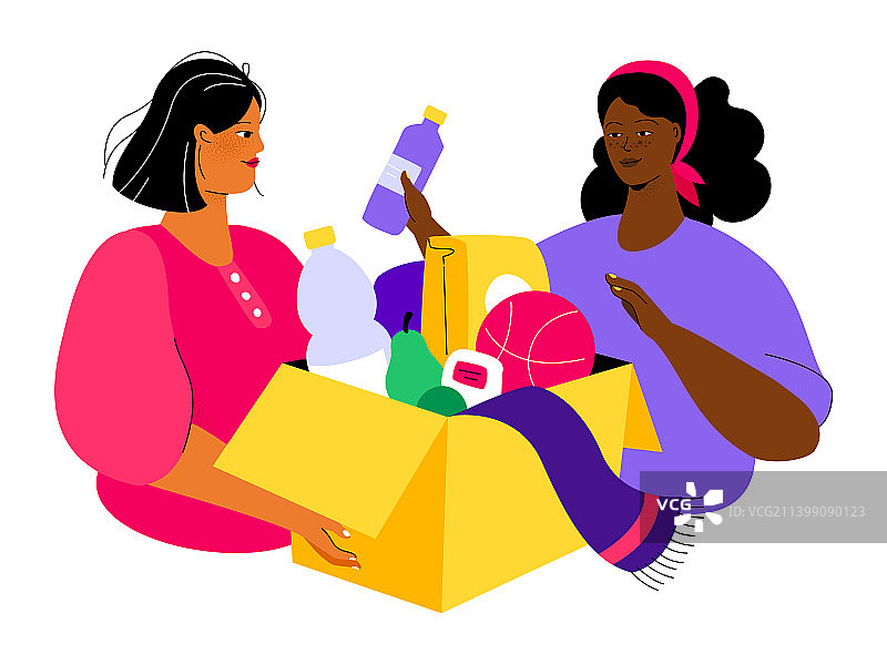 现代彩色扁平化人道主义援助设计图片素材