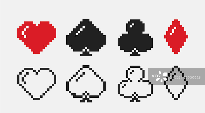 扑克牌像素符号组合图片素材