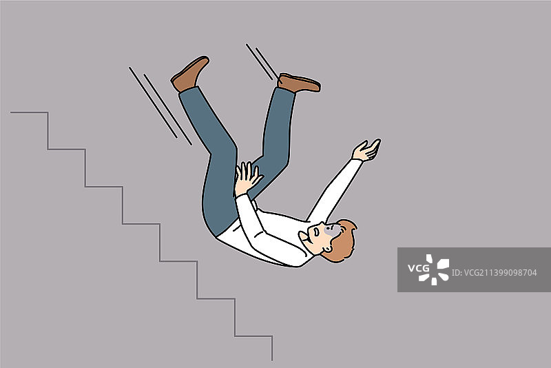 失落的男人从职业阶梯上跌落图片素材