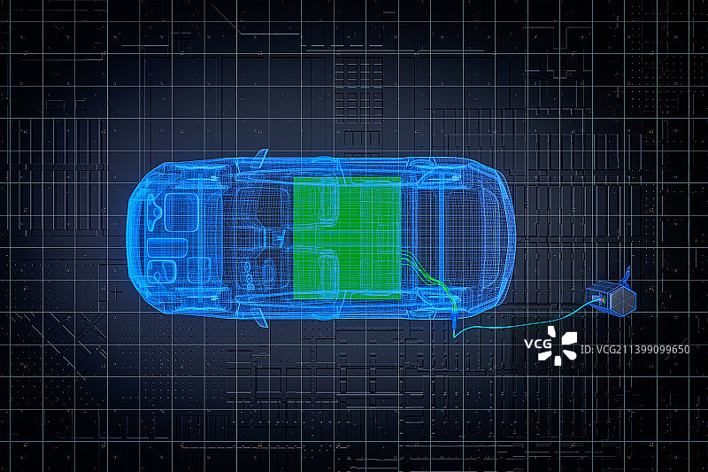 电动汽车充电概念线框模型图片素材