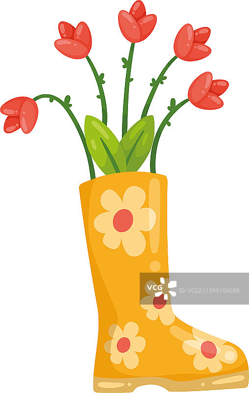 靴子里的园艺花卉图片素材
