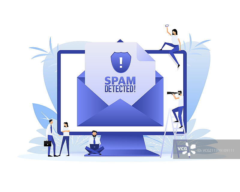 放大镜下的垃圾邮件检测图片素材