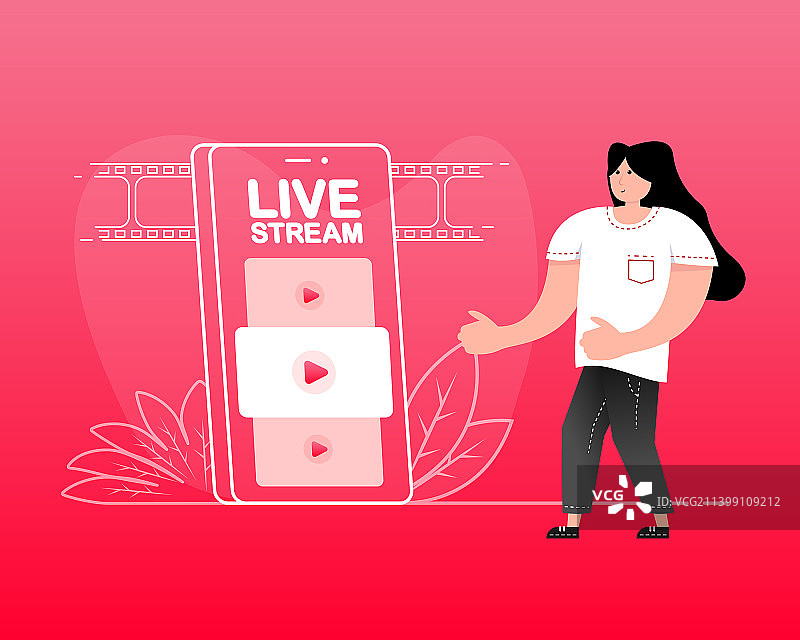 扁平风格直播用户banner图标图片素材