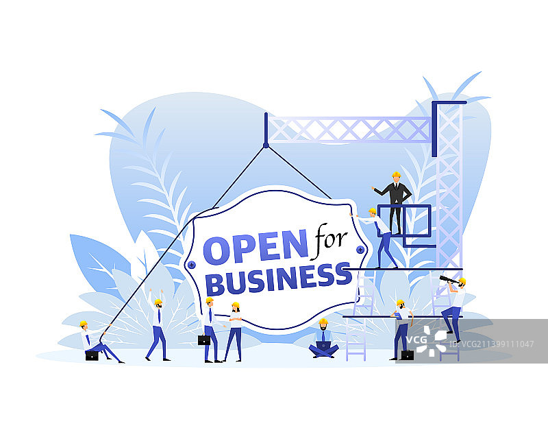 营业中标志和人群图片素材