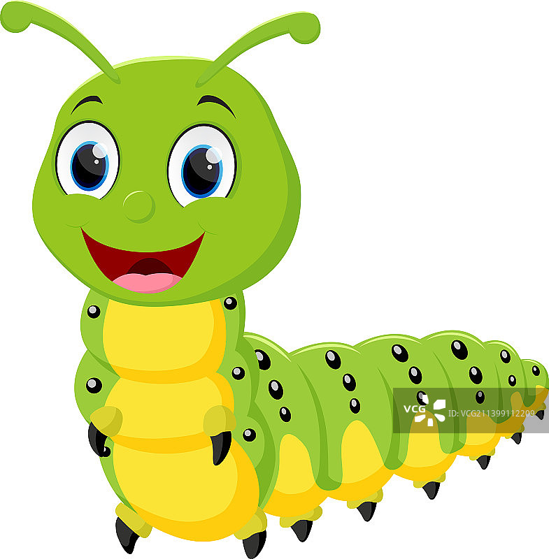 卡通可爱毛毛虫白色背景图片素材