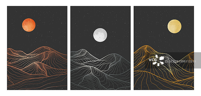 创意简约现代线条艺术印刷套装图片素材