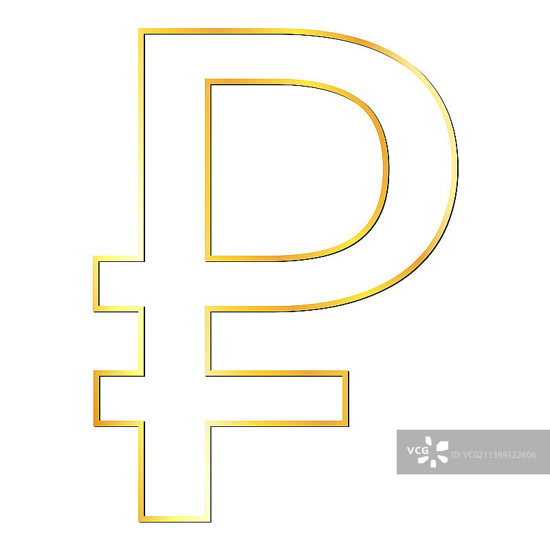 俄罗斯卢布货币金色标志轮廓图片素材
