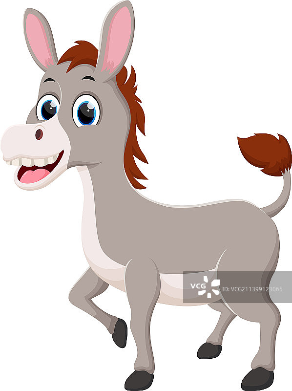 卡通驴（白色背景，已隔离）图片素材