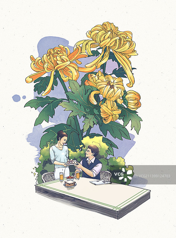 重阳节相濡以沫插画图片素材