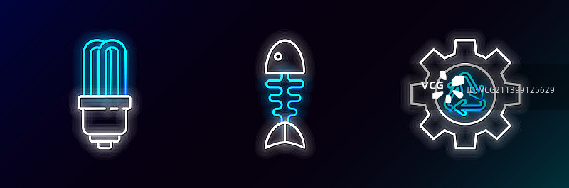 回收标志和齿轮LED灯泡图片素材