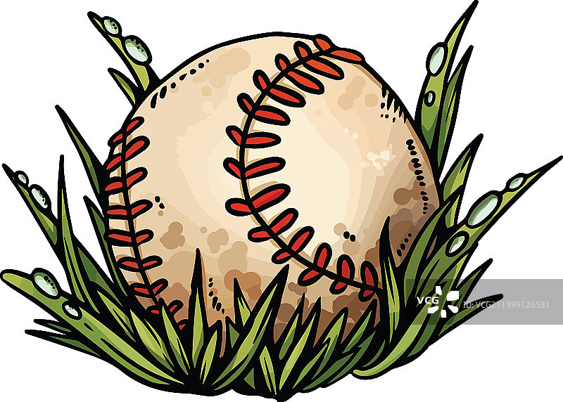 草地棒球卡通图标图片素材