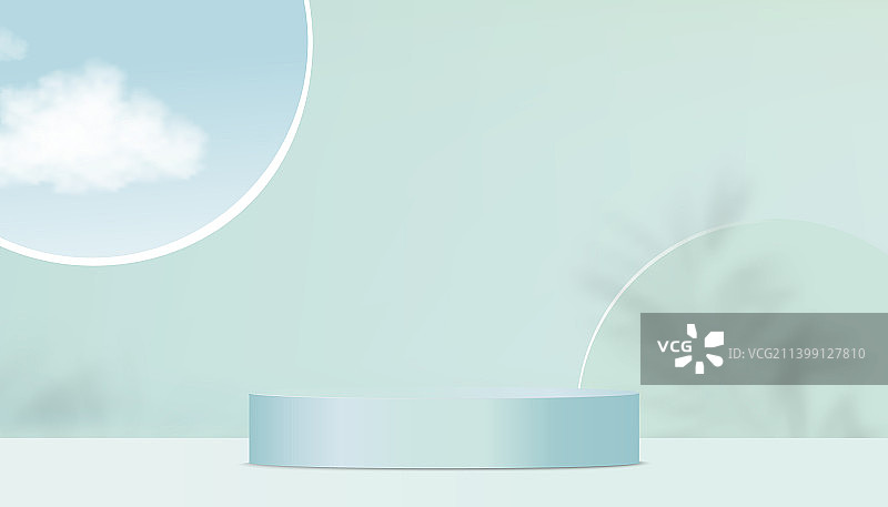 带3D讲台云显示的工作室房间背景图片素材