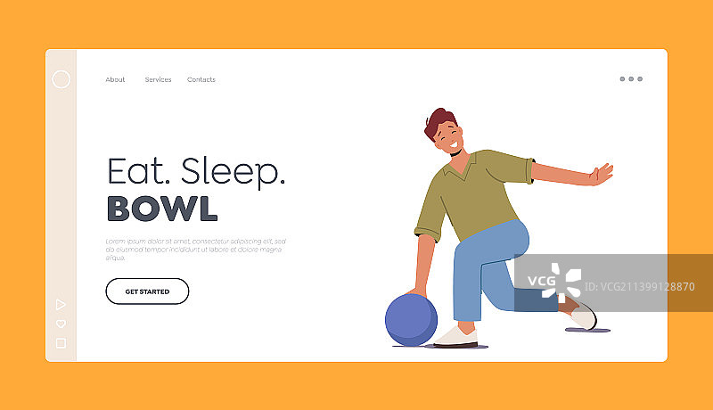 保龄球爱好着陆页模板图片素材