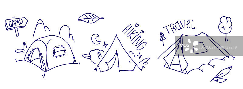 手绘户外帐篷涂鸦合集图片素材