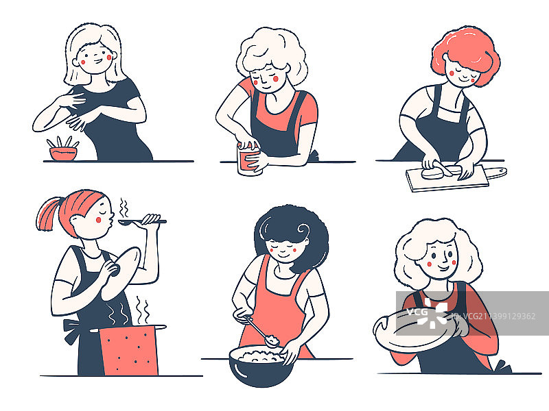 女人在家做饭图片素材