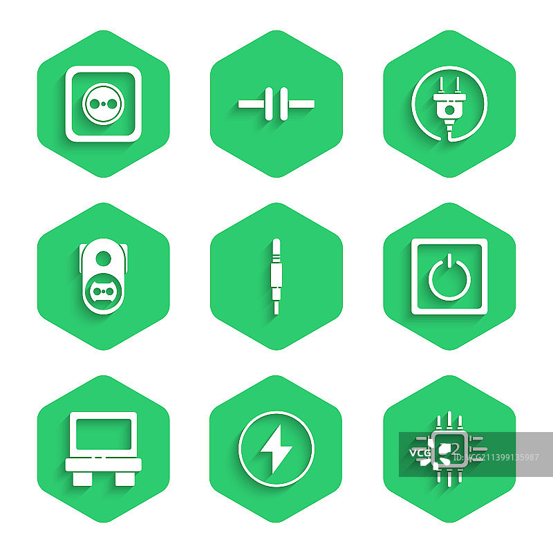 带处理器的闪电音频插孔合集图片素材