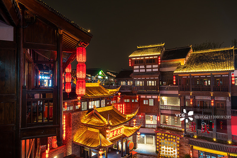 重庆磁器口古镇夜景图片素材
